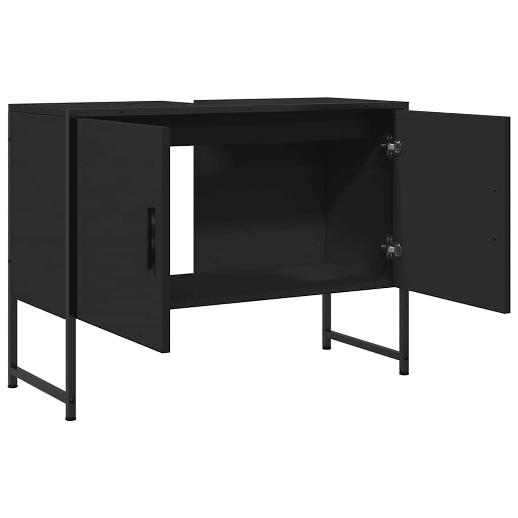 Waschbeckenunterschrank Schwarz 80x33x60 cm Holzwerkstoff